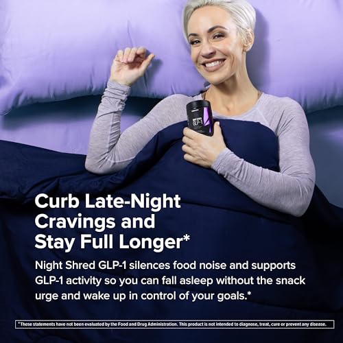 InnoSupps Night Shred GLP-1 Supplement Weight Loss - Night Time Fat Burner - Appetite Suppressant, Sleep & Metabolism Support with Ashwagandha, Akkermansia, Melatonin, GABA - 60 Capsules, 30 Servings