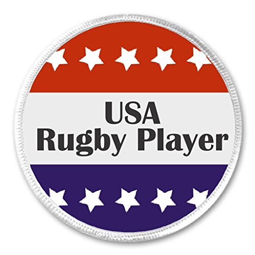 USA Rugby Player Red White Blue Stars 3" Sew On Patch