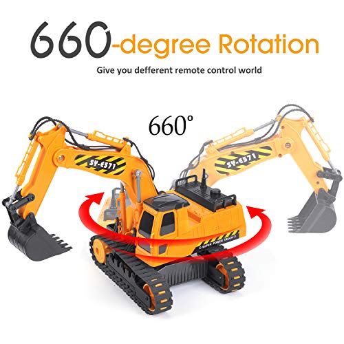 DOUBLE  E RC Trucks Remote Control Excavator Tractor with 800mAh Battery Metal Shovel 2.4GHz Control Construction Toys - Thumbnail 2