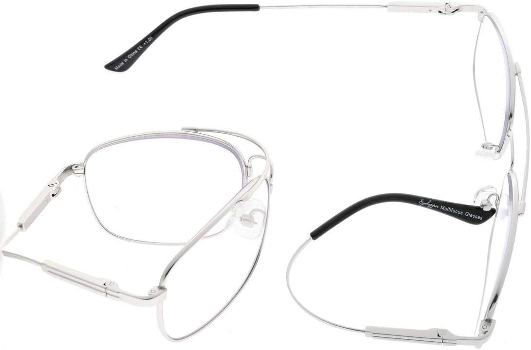 Eyekepper 3 Levels Vision Multifocus Reading Glasses UV Protection Progressive Readers Men Women Bendable Memory Frame (Silver, 1.50) - Image 4