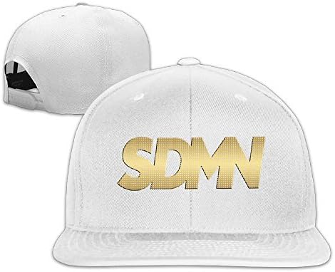 Adult Golden SDMN Design Flat Bill Snapback Baseball Cap White