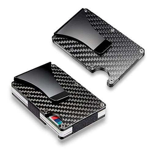 New Men Card Holder Slim Carbon Fiber Credit Card Holder Metal Wallet Money Clip Anti Scan Function Hold Card Coins Cash - Thumbnail 4