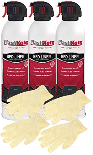 PlastiKote Black Aerosol Truck Bed Liner (15 oz) Bundle with Latex Gloves (7 Items)