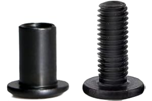 Aopin Chicago Binding Screws Binding Post Scrapbook Photo Albums Screw Post Fit for 5/16"(8mm) Hole Dia, Male M6x20mm Belt Buckle Binding Bolts for Binding Leather Saddles Purses Belt, Black, 5 Sets