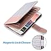 ULAK Galaxy S6 Case, Samsung Galaxy S6 Wallet Case, Wallet Flip Case PU Leather Case Shockproof Soft TPU Inner Bumper Slim Protective Card Slots Wrist Strap Cover- Minimal Stripes/Rose Gold