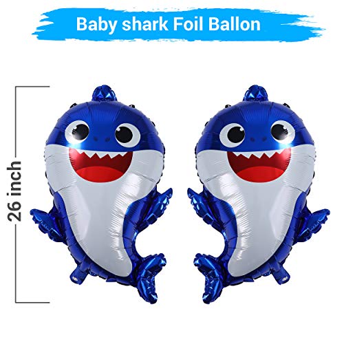 Baby Shark 2nd Birthday Decorations Boy Blue Baby Shark Two Two Two And Number 2 Foil