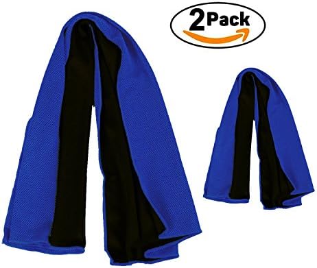Cooling Towel Instant Ice Cold, 2 Pack Microfiber Towel for Sports, Fitness, Gym, Yoga, Workout, Travel, Camping Blue