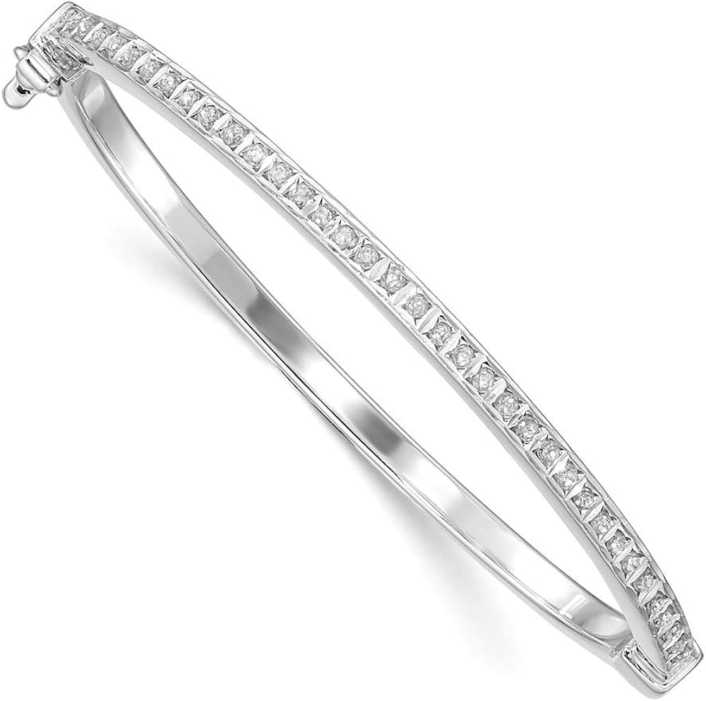 Sterling Silver and Platinumplated Diamond Baby Bangle Bracelet