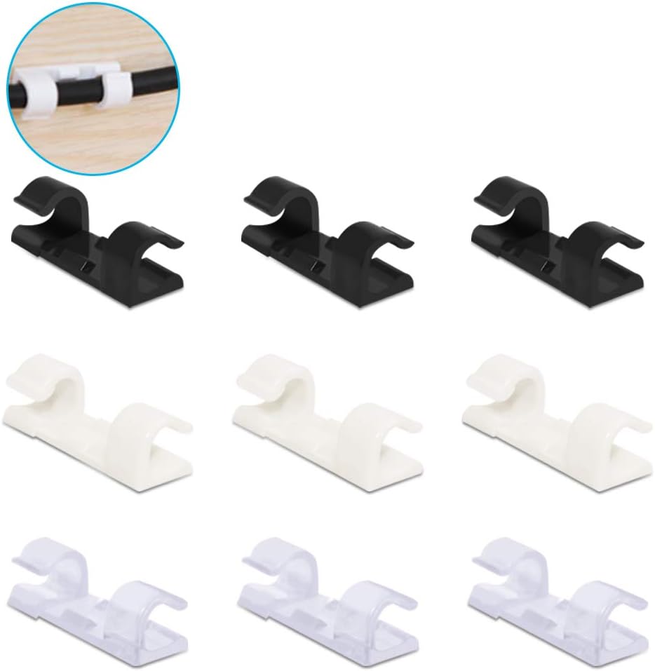 120 Pcs Plastic Cable Clips with Adhesive Tape, FineGood Cord
