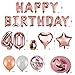 Konsait 59pack Rose Gold 40th Birthday Decorations for Women Girls 40 Birthday Party Supplies| Happy Birthday Balloon Banner Rose Gold Hanging Swirls Confetti Latex Balloons Star Foil Balloons