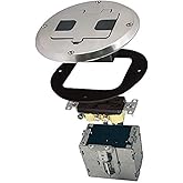 RACO 6239NI Floor Kit with Recessed Duplex 15A TR Device and Adjustable Steel Box, 1-Gang, Nickel