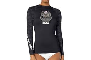 CHOO Women's Leopard Cat Long Sleeve Sports Wicking T-Shirt Rash Guard for MMA BJJ Wrestling, Bjj Cat, Small