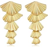 Gold Shell Earrings for Women Shell Statement Earrings Exquisite Beach Waterproof Hypoallergenic Seashell Pendency Ear Stud Jewelry