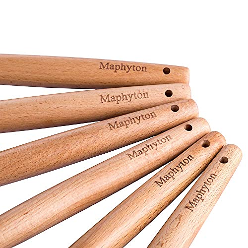 Mapthon Silicone Cooking Kitchen Utensils Set 6 PCS with Wooden Handle for Non-Sticker Cookware Heat-Resistant Kitchen Gadgets Serving Spoons, Slotted Turner, Spatula, Spaghetti Server(Grey)