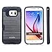 Galaxy S6 Case, Dual-Layer Heavy Duty Matte Rugged Protective Cover Case with Credit Card Slot Holder for Samsung Galaxy S6 GS6 by Cazle (Black)