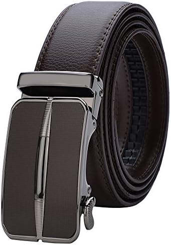 Men's Leather Ratchet Dress Belt with Automatic Buckle Belt for Men