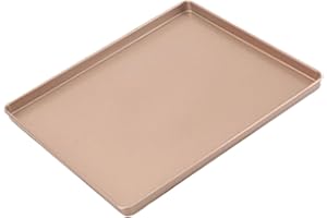 Cookie Baking Sheets 12x10in Nonstick Carbon Steel Baking Tray Heavy Duty Thick Sheet Pans for Roasting Cooking, Rose Gold Sh