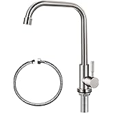 Cold Only Water Faucet Single Hole Kitchen Sink Faucet SUS304 Stainless Steel Brushed Nickel