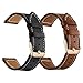 LDFAS Compatible for Vivoactive 5/3 Bands, 20mm Leather Watch Strap with Rose Gold Metal Buckle Compatible for Garmin Venu 2 Plus/Venu Sq 2 Bands, Brown+Black (2 Pack)