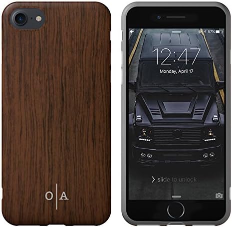 iPhone 7 case (WOOD) with [Tempered Glass Screen Protector], Oxford (Modern Series) with [Full coverage] [Slim fit] [TPU Rubber Silicone material case]