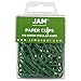 JAM PAPER Colorful Standard Paper Clips - Regular 1 Inch - Green Paperclips - 100/Pack