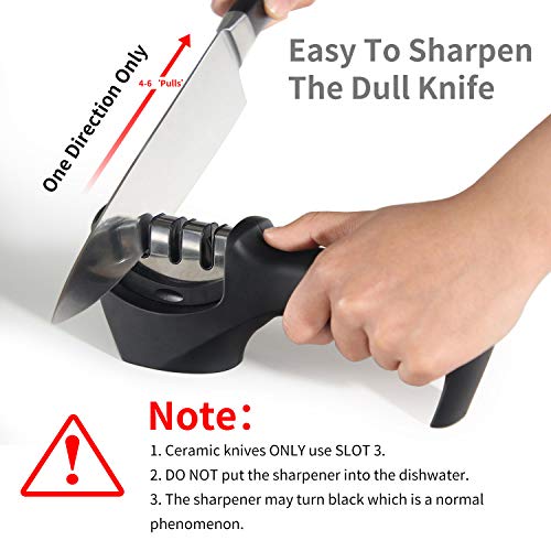 Chefavor Knife Sharpener - Professional 3 Stage Manual Sharpening Helps Repair, Restore and Polish Blades, Safe to Use for Kitchen Knives ...