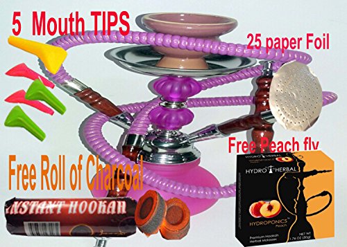 Hookah,2 hose,purple neon , water shisha bong glass smo…