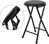 SuperGift.com Black Round Compact Padded Folding Stool Chair view 4