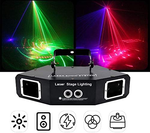 FAKER 3D Effect Led Derby Effect Projection Lights LED Disco Lights Sound Activated Stage Lighting 60W RGBW 4 Channel DMX 512 for Indoor Home Parties -726