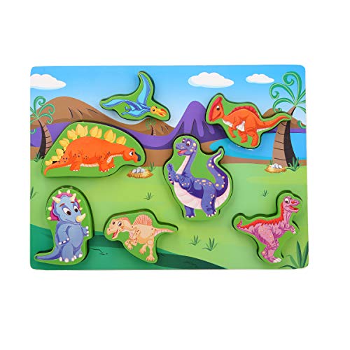 KIDS TOYLAND Wooden Animal Puzzles for Toddlers, Educational Toys with Lovely Farm and Ocean Animals, Dinosaur Puzzles, Toddler Puzzles Set for 1 2 3 Year Old Boys and Girls Birthday