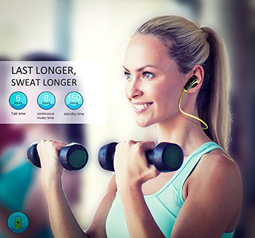Bluetooth Headphones, TOTU Wireless Sports Earphones In Ear Earbuds w/ Mic Noise Cancelling Secure Fit for Gym Running Workout (IPX5 Sweatproof , Stereo, 8 Hours Playtime) - Green