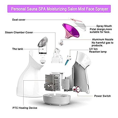 Nano Ionic Warm Mist Facial Steamer For Face, Hot Mist Moisturizing Cleansing Pores ,Steamer- Headbands- Facial Brucher,Bemmer Face Steamer Sprayer Face Humidifer Hydration System Home Sauna Spa