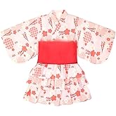 XFDJABC Kids Girl's Kimono Spring Summer Autumn Cute Cotton Comfy Floral Yukata Dress Jinbei Japanese Clothes for Kids