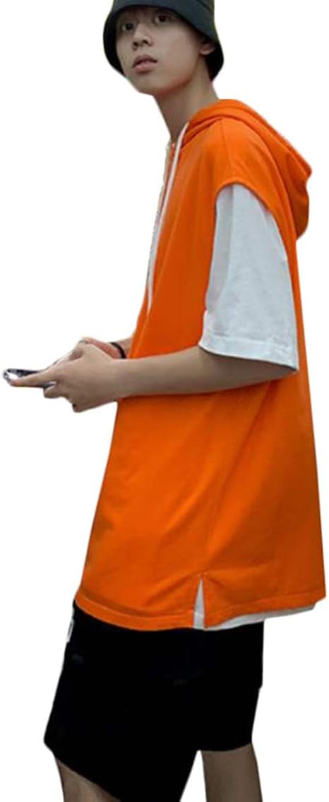 Amazon Yyq Shop タンクトップ メンズ フード付き パーカー ノースリーブ Tシャツ ゆったり ベスト スポーツウェア 綿 カジュアル 袖なしパーカー 無地 ビッグシルエット 夏 トレーナー パーカー 通販