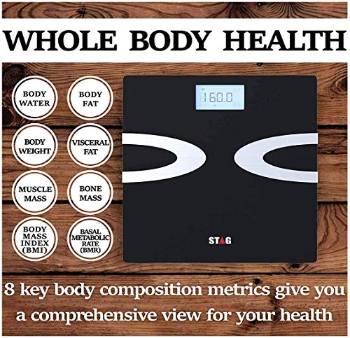 Bluetooth Digital Body Fat Scale - Best Smart Wireless Body Composition Analyzer with iOS and Android App for Body Weight - Amazing Bathroom Scale - Fat - Water - Bmi - Muscle Mass - 396lbs