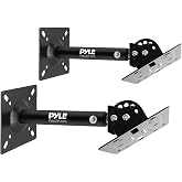 Pyle Universal Speaker Mounting Bracket - Ceiling &amp; Wall Speaker Mount with Adjustable Swivel Tilt, 13.4" Retractable Telescopic Arm, 75 lbs Max Load - Ideal for Home Surround Sound Systems (Pair)