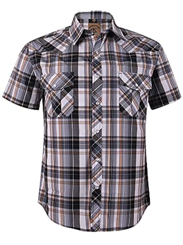 Coevals Club Men's Long Sleeve Western Pearl Snap Shirt - Plaid Work Shirt With Two Pockets, 40% Cotton 60% Polyester - View #4