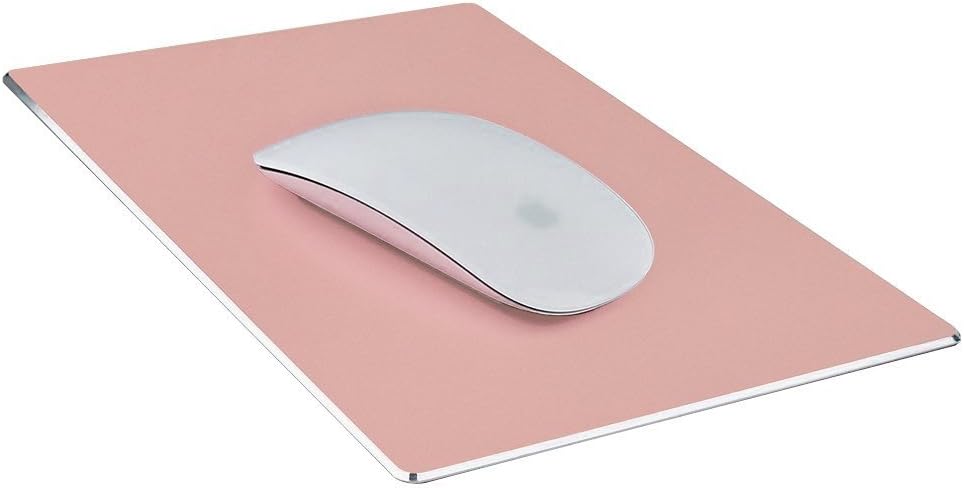 Rtdep gaming mouse pad, aluminium mouse pad, non-slip rubber base and micro-sandblasted waterproof surface, fast and accurate movements. pink Rose-Gold 240x200mm