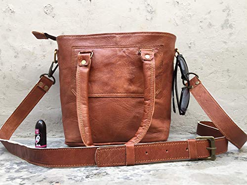 Pascado women's Genuine leather tote top handle small zippered handbag purse bag