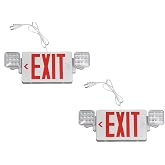 TANLUX Red Exit Sign with Emergency Lights, 1.0 Meter Plug in Exit Sign with Battery Backup Lights for Business, Commerical Emergency Lighting Combo, UL Listed, AC 120V, Double Face, 2 Pack