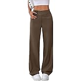 EVALESS Women's Elastic High Waist Straight Leg Pants Business Casual Work Pants Fall Button Down Office Outfits Trousers