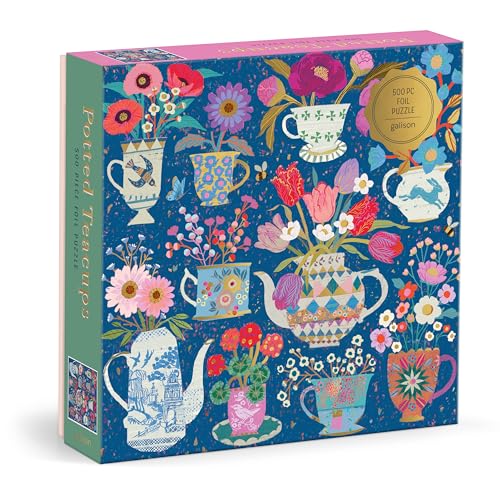 Galison - Potted Teacups 500 Pc Puzzle with Foil for Adults
