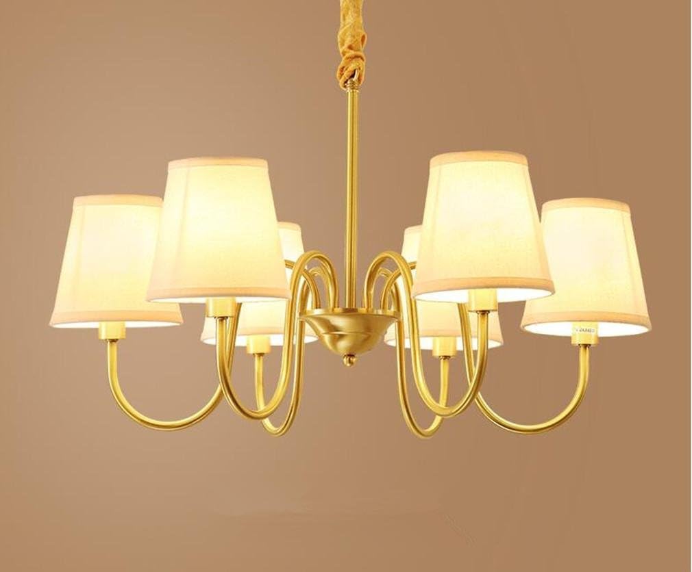 MULANG American Bronze Chandelier,Living Room Light, European Simple Cloth Bedroom Dining Room Chandelier, Modern Decoration Pendant Lamp , C