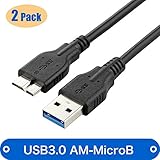 Warmstor 2-Pack 8 Inch USB 3.0 A Male to Micro B External Hard Drive Cable for WD My Passport and Elements Portable External Hard Drive, Toshiba, Seagate External Hard Drive, Samsung Galaxy (Black)