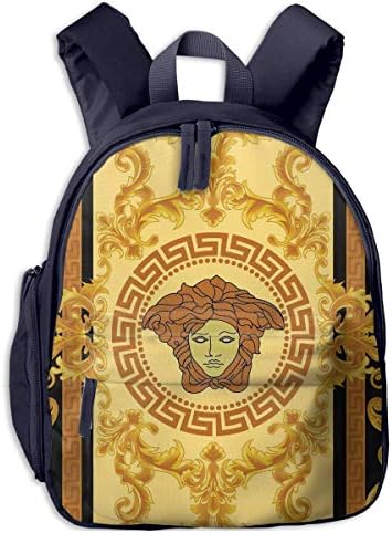 Gold Versace Motif Double Zipper Waterproof Children Schoolbag For Youth Boys Girls