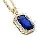 Cuccu 14K New Gold Plated Mens Iced Out Ruby Octagon Hip Hop Pendant with 3mm 24