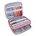 Teamoy Organizer Case for Interchangeable Circular Knitting Needles, Crochet Hooks and Knitting Accessories, Keep All in Place and Easy to Carry, Flowers Pink (No Accessories Included)