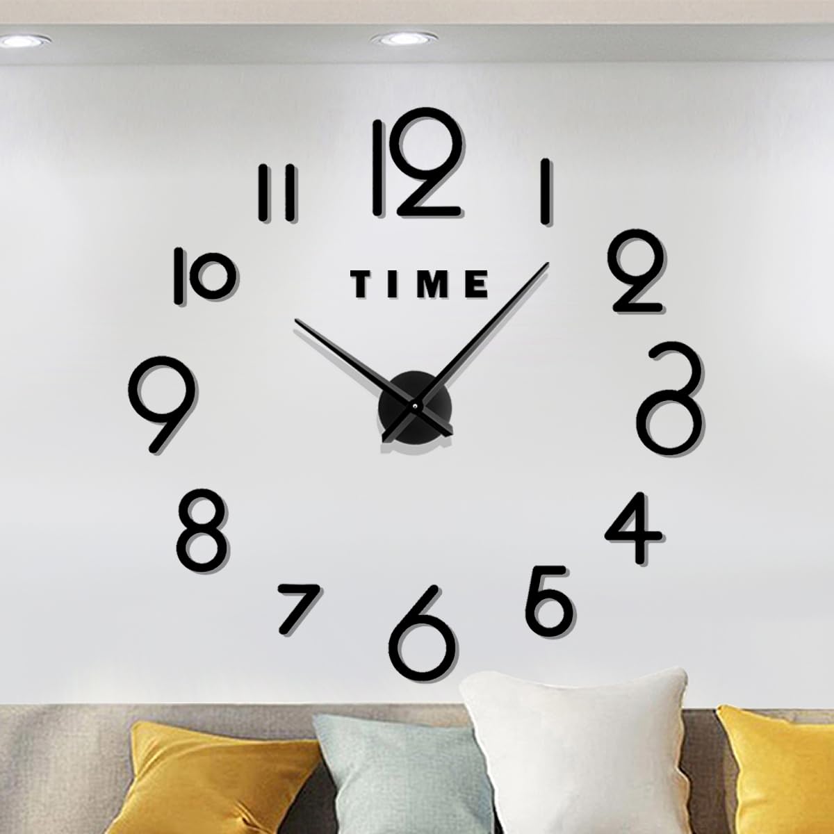 Meyiert Frameless Large 3D DIY Wall Clock Mute Mirror Stickers Home Office School Big Watches Wall Clock Decoration (Black)