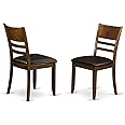 East West Furniture LYC-ESP-LC Lynfield Dining Chairs - Faux Leather Upholstered Wooden Chairs, Set of 2, Espresso