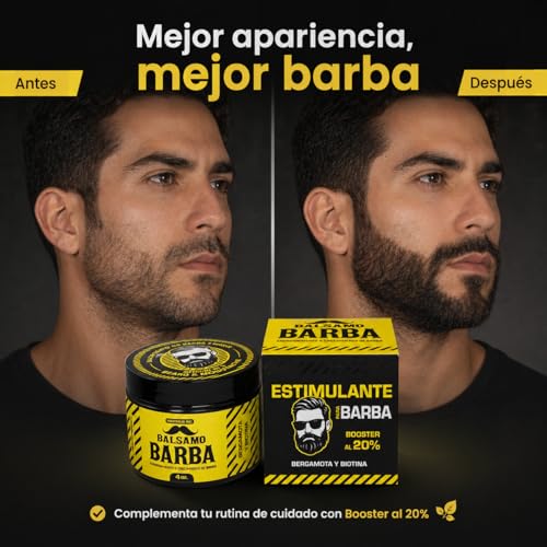 Minoxidil 20%, Biotina y Bergamota para Vello Escaso - Crecimiento y Densidad Estimula y Fortalece tu Barba y Bigote - Rápida Absorción No Irrita - Ingredientes 100% Naturales Biotina